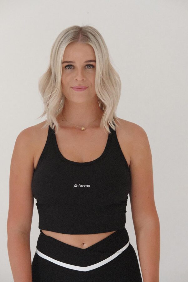 Cyprus Cropped Tank Top - CHARCOAL BLACK
